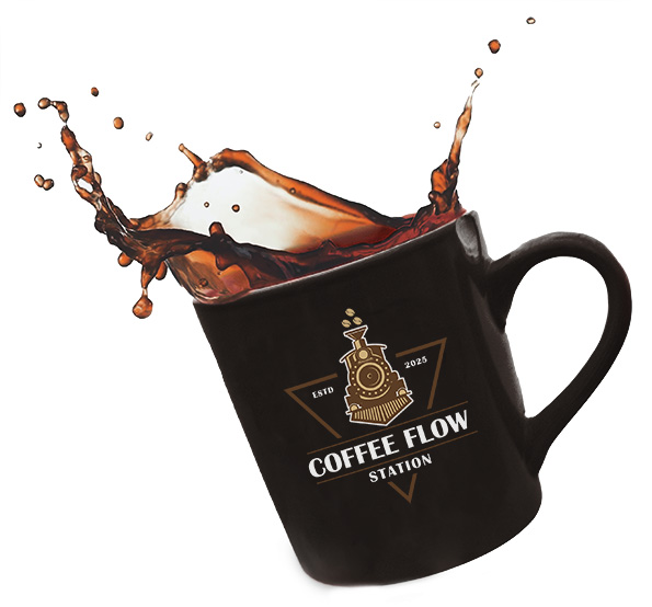 Coffee Flow Station Logo on a cup of coffee